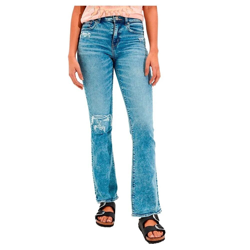 American Eagle Hi Rise Artist Flare Distressed Jeans Size 14 Long